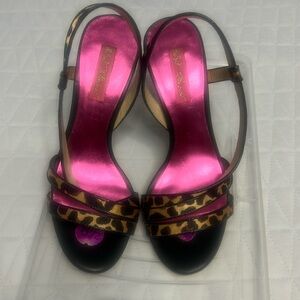 Vintage Betsey Johnson leopard sandals, worn once